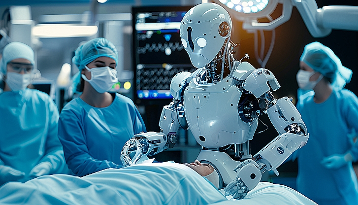Ärzte und Roboter beim operieren